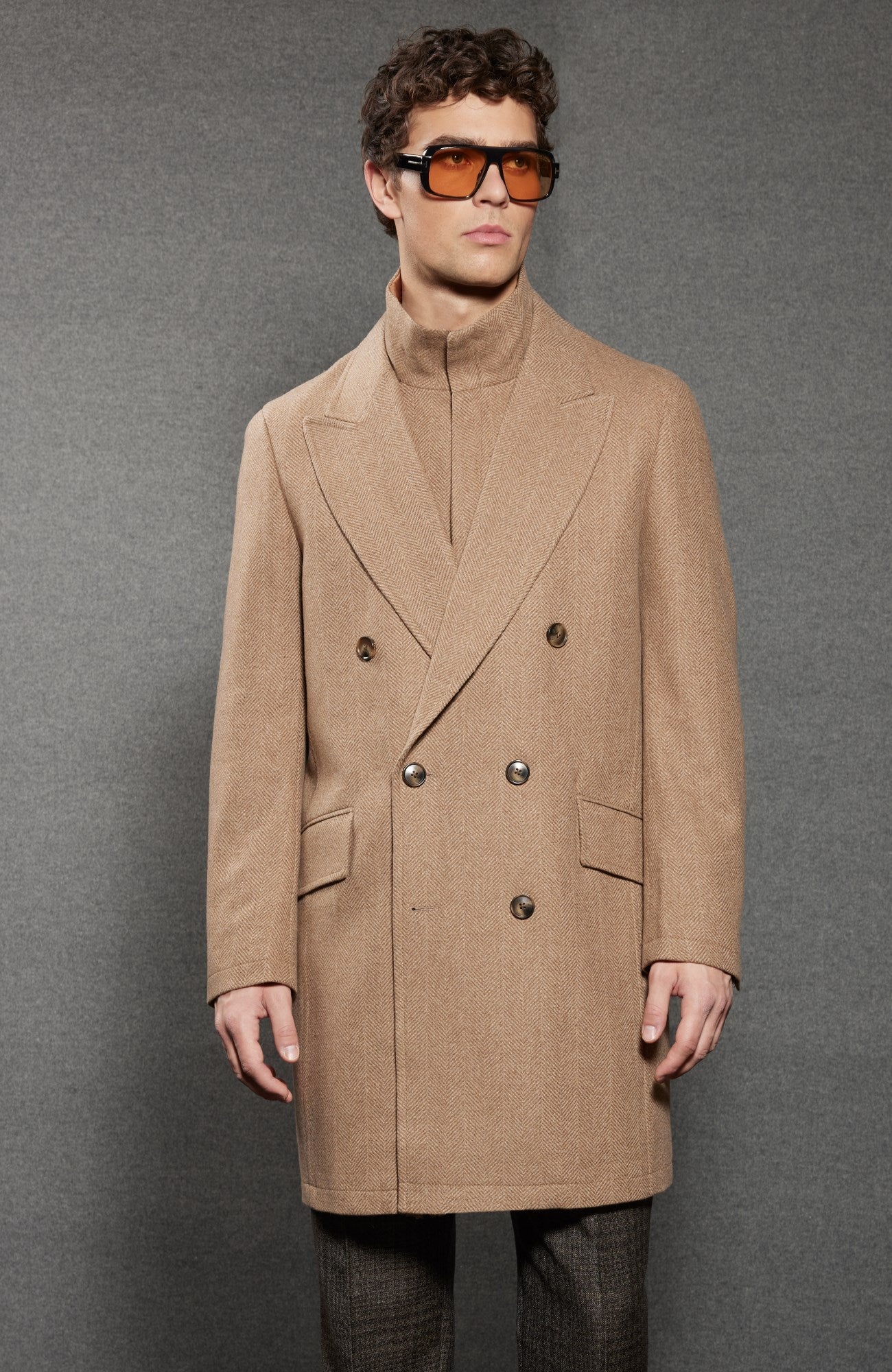 Steele Camel Heringbone Wool Topcoat - MENS - Cardinal of Canada-CA - Steele Camel Heringbone Wool Topcoat