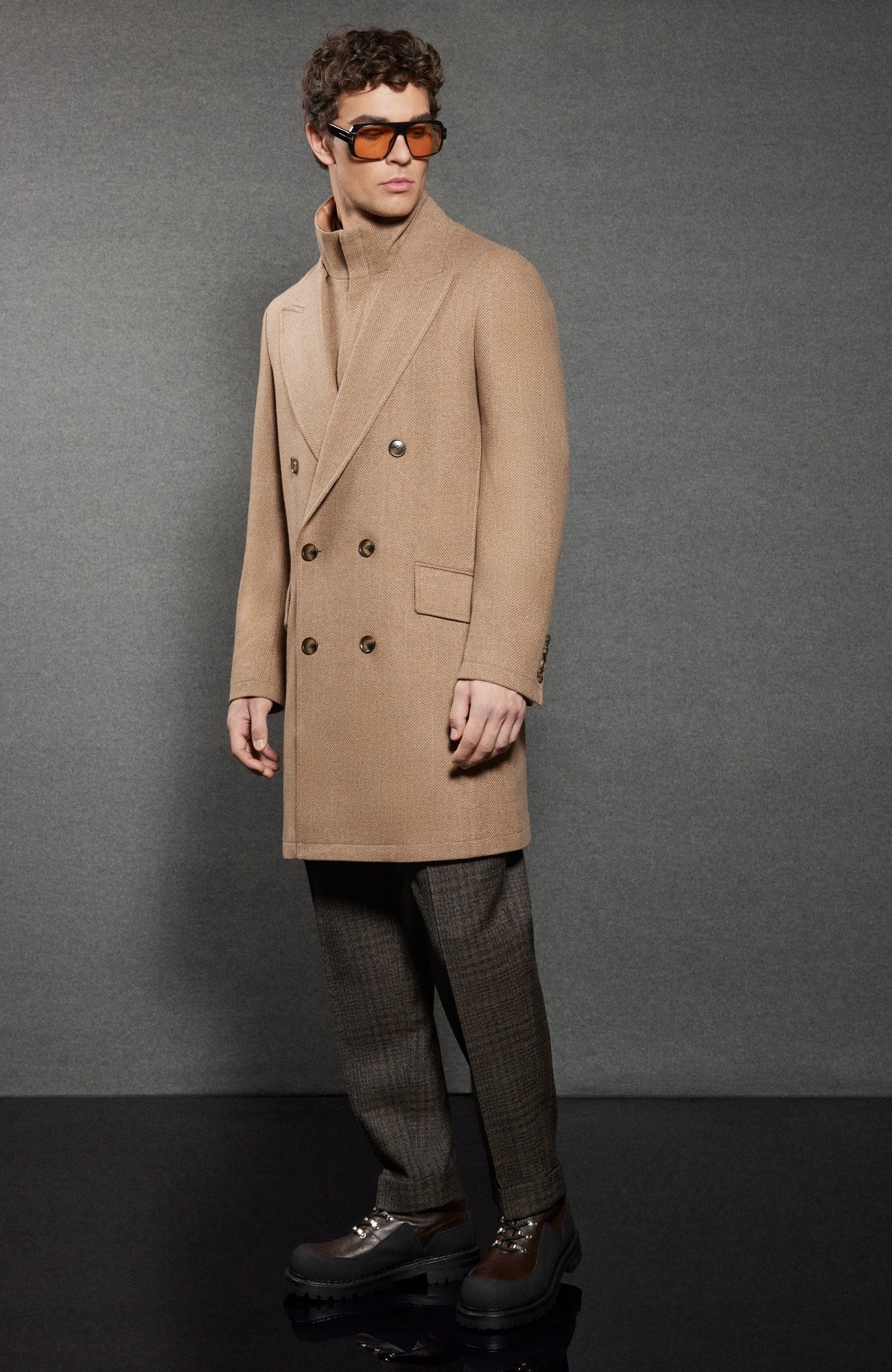 Steele Camel Heringbone Wool Topcoat - MENS - Cardinal of Canada-CA - Steele Camel Heringbone Wool Topcoat