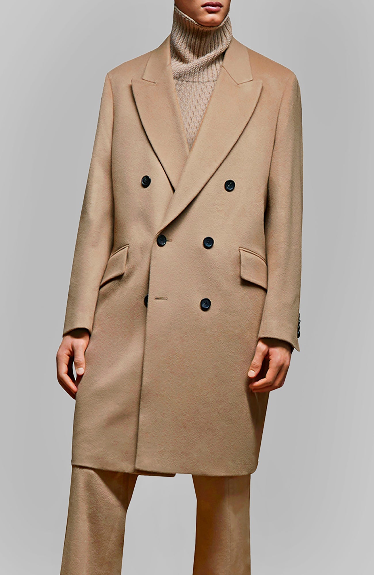 High collar camel coat best sale