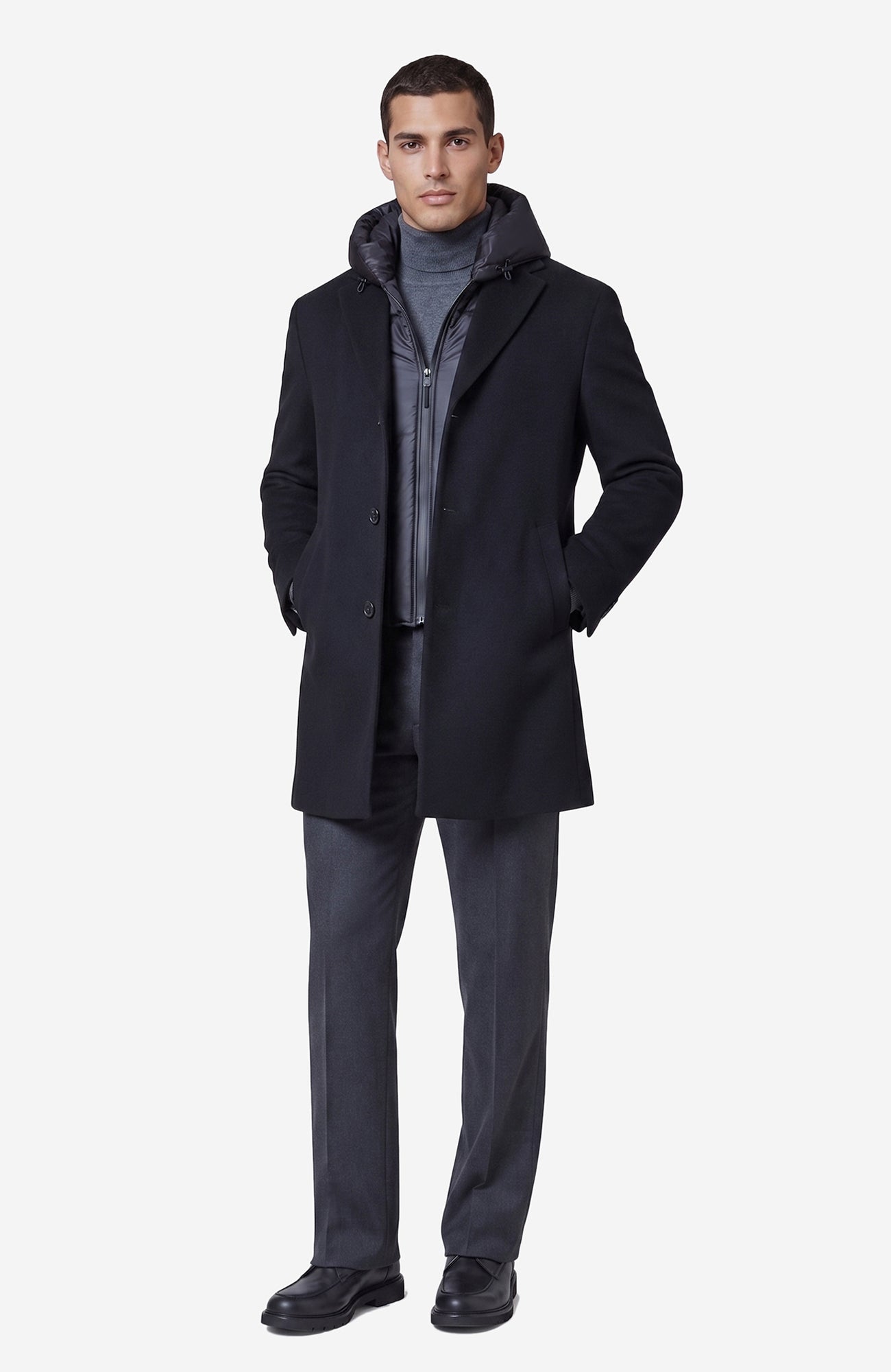 Trenton Black Wool & Cashmere Topcoat - Cardinal of Canada - CA - Trenton Black Wool & Cashmere Topcoat
