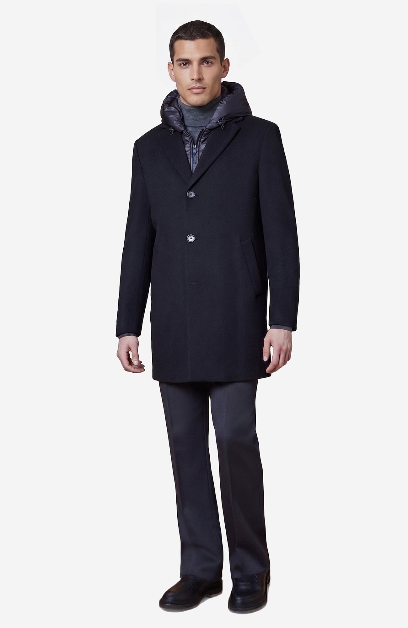 Trenton Black Wool & Cashmere Topcoat - Cardinal of Canada - CA - Trenton Black Wool & Cashmere Topcoat