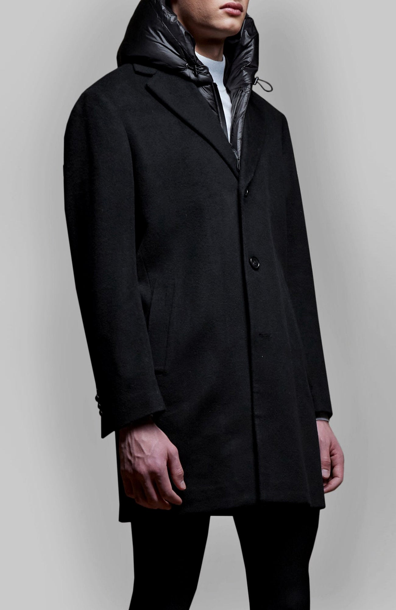 TRENTON BLACK WOOL & CASHMERE TOPCOAT - Cardinal of Canada - CA - TRENTON BLACK WOOL & CASHMERE TOPCOAT