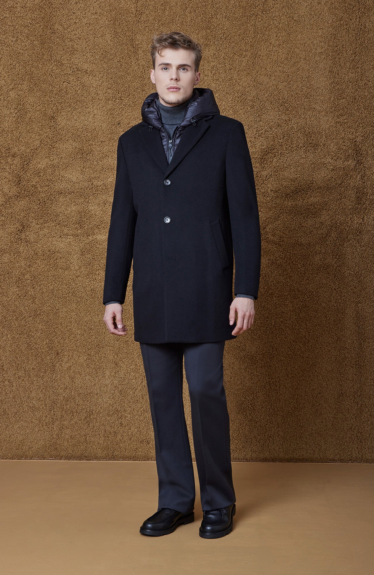 TRENTON BLACK WOOL & CASHMERE TOPCOAT - Cardinal of Canada - CA - TRENTON BLACK WOOL & CASHMERE TOPCOAT