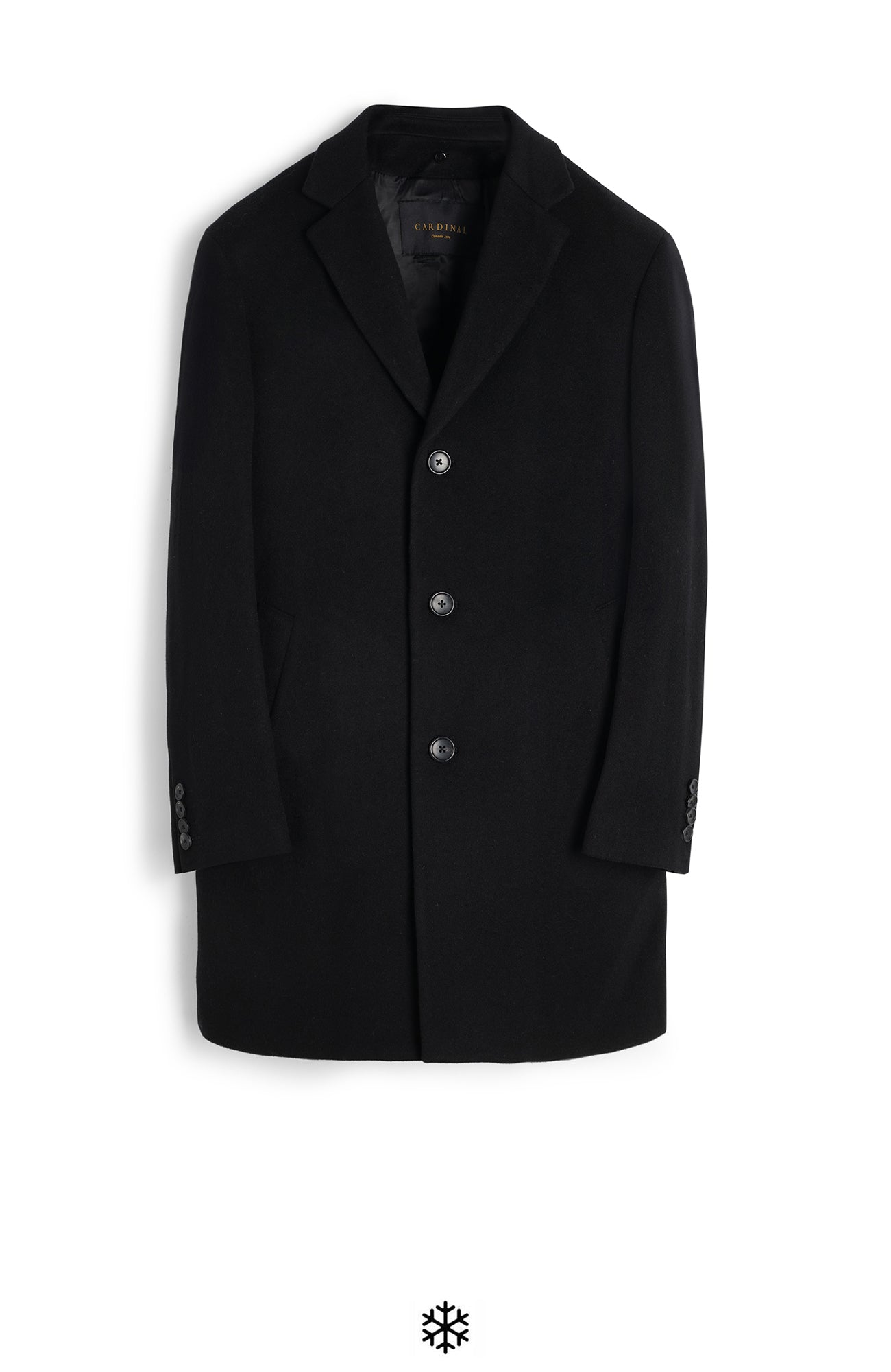 TRENTON BLACK WOOL & CASHMERE TOPCOAT - Cardinal of Canada - CA - Trenton black wool and cashmere topcoat 36 inch length