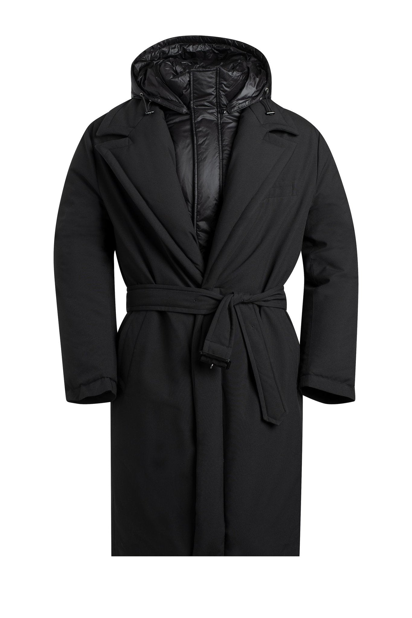 Manteau long style trench noir Tyler avec insulation PrimaLoft