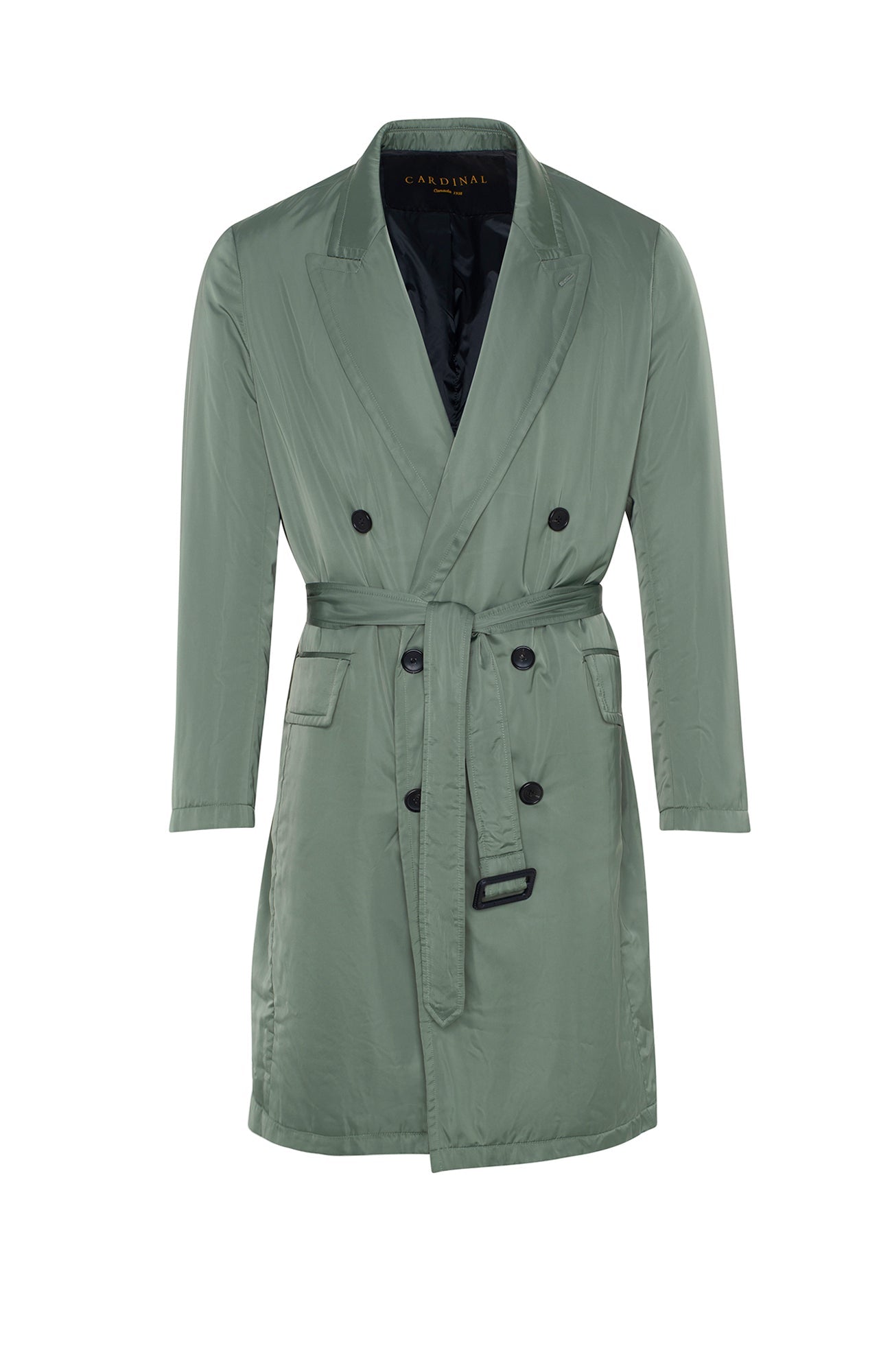 LIMITED EDITION: HUGH DOUBLE BREAST SAGE TOPCOAT - MENS - Cardinal of Canada-CA - HUGH DOUBLE BREAST TOPCOAT 41.5 INCH LENGTH