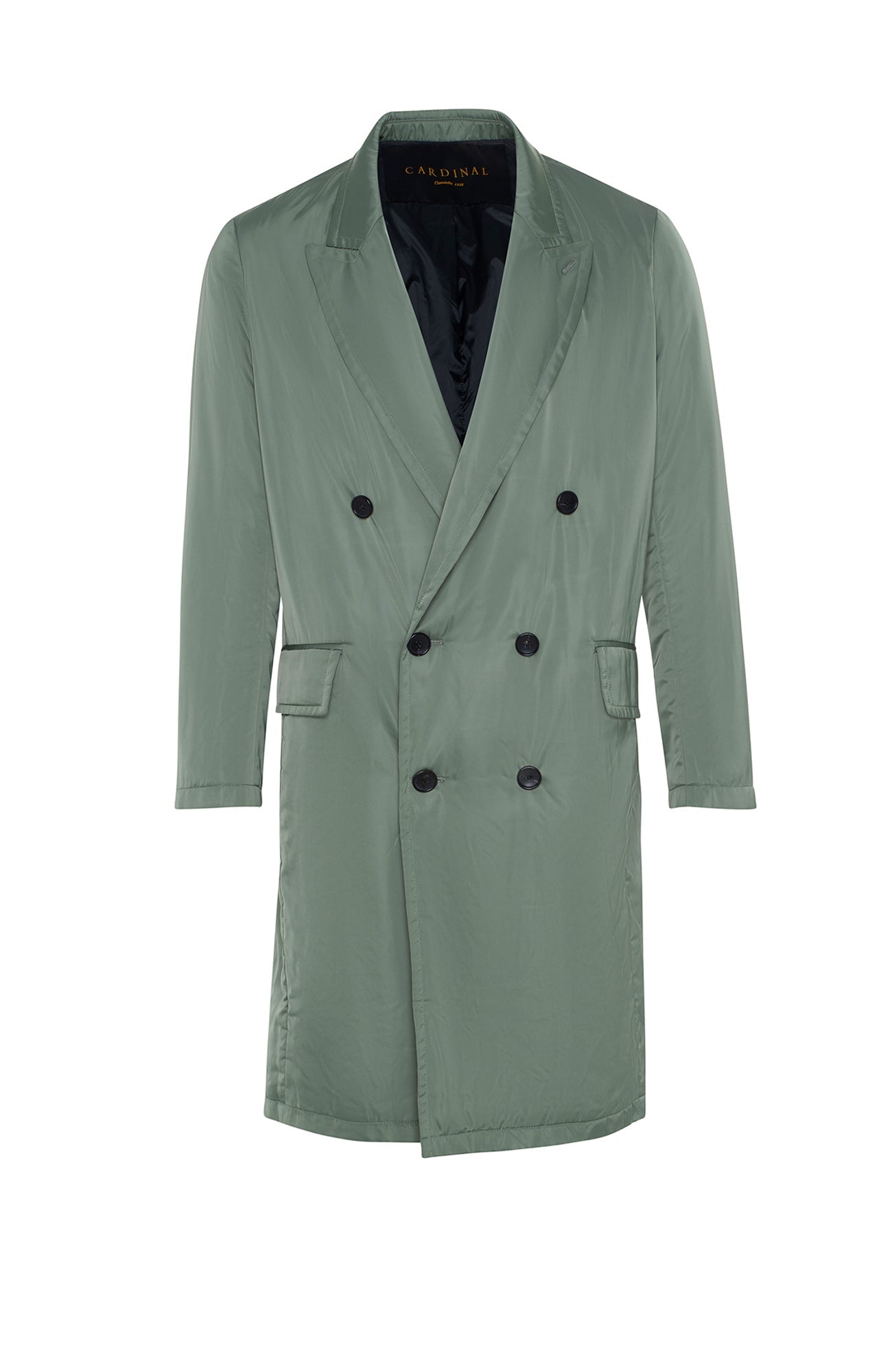 LIMITED EDITION: HUGH DOUBLE BREAST SAGE TOPCOAT - MENS - Cardinal of Canada-CA - HUGH DOUBLE BREAST TOPCOAT 41.5 INCH LENGTH