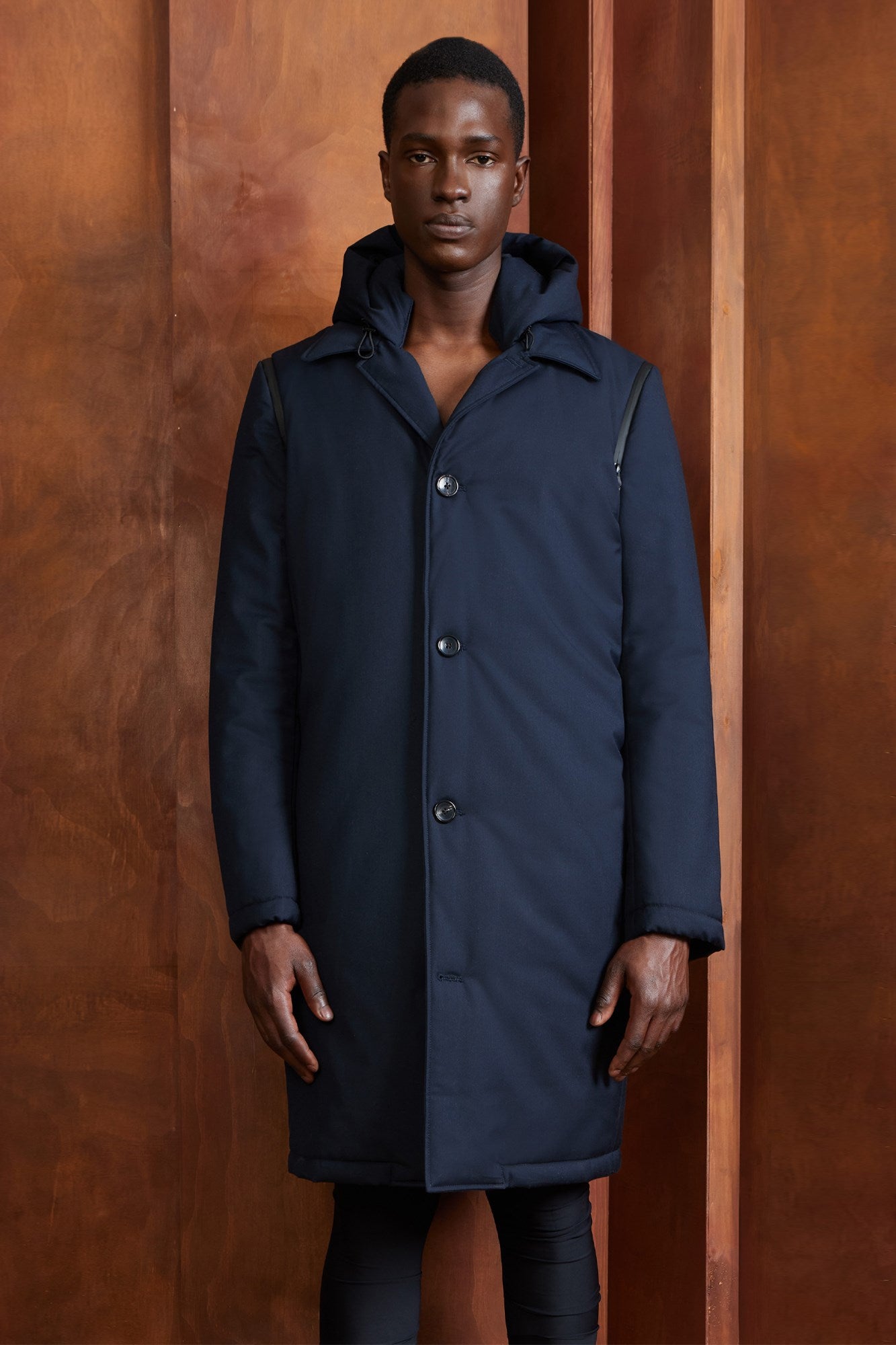 Navy blue hotsell long coat mens