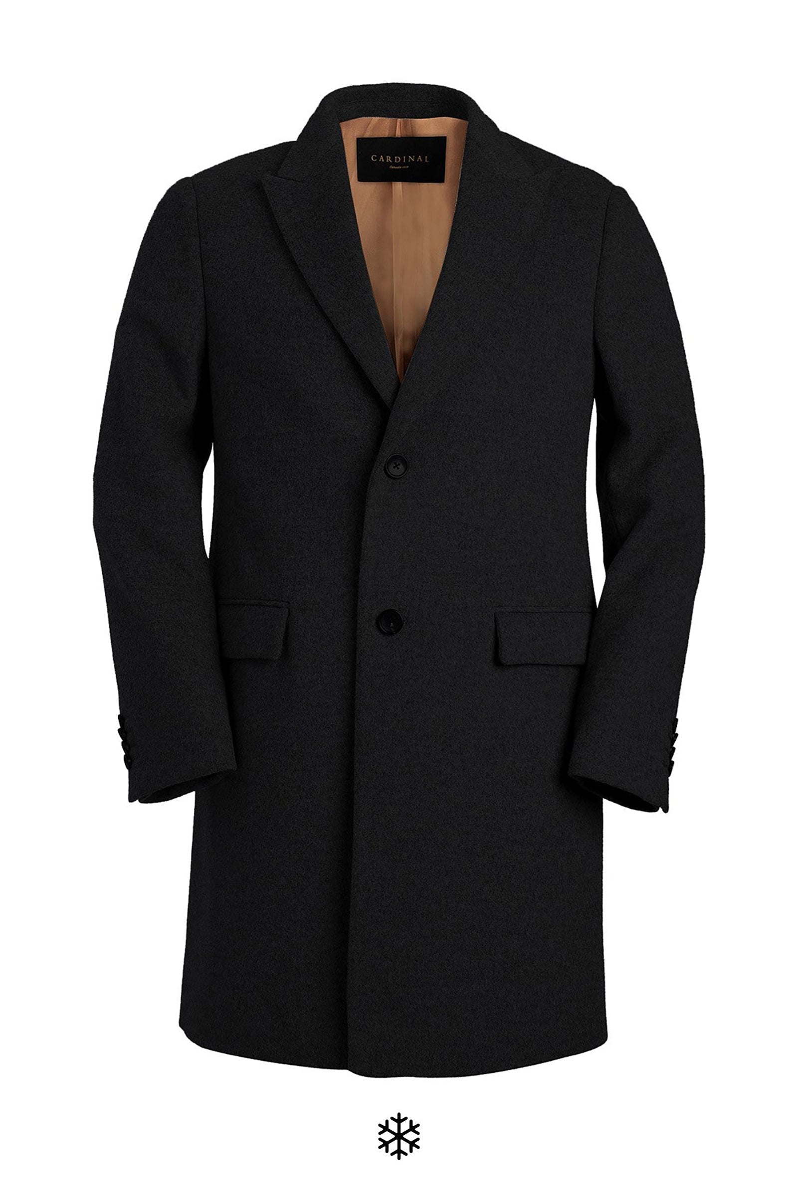 SUTTON BLACK WOOL OVERCOAT - Dress - Cardinal of Canada-CA - BLACK WOOL SUTTON topcoat 38 inch length