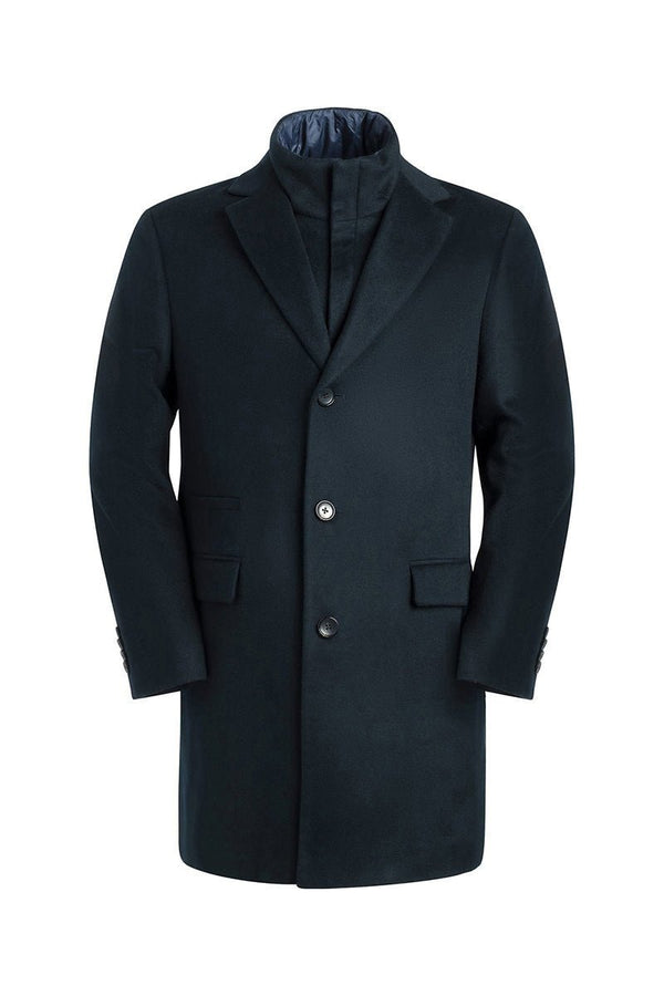TERRENCE NAVY WOOL & CASHMERE TOPCOAT - Cardinal of Canada-CA - Terrance navy wool and cashmere top coat 36 inch length