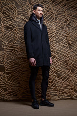 TRENTON BLACK WOOL & CASHMERE TOP COAT - Cardinal of Canada-CA - Trenton black wool and cashmere top coat 36 inch length