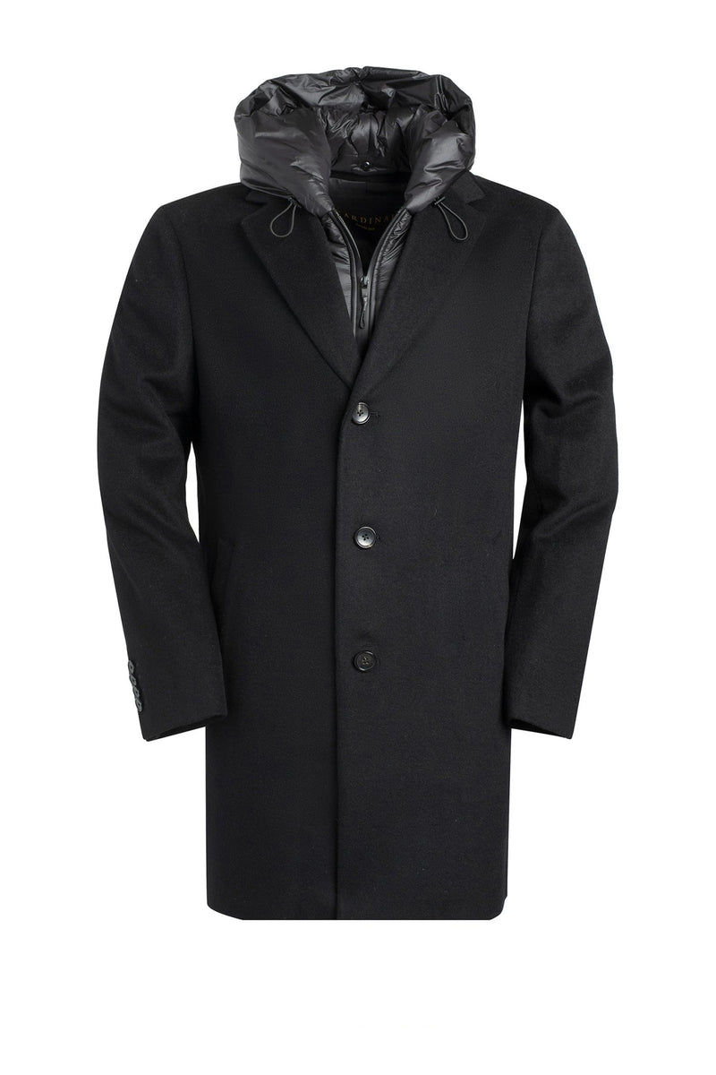 TRENTON BLACK WOOL & CASHMERE TOPCOAT - Cardinal of Canada-CA - Trenton black wool and cashmere top coat 36 inch length
