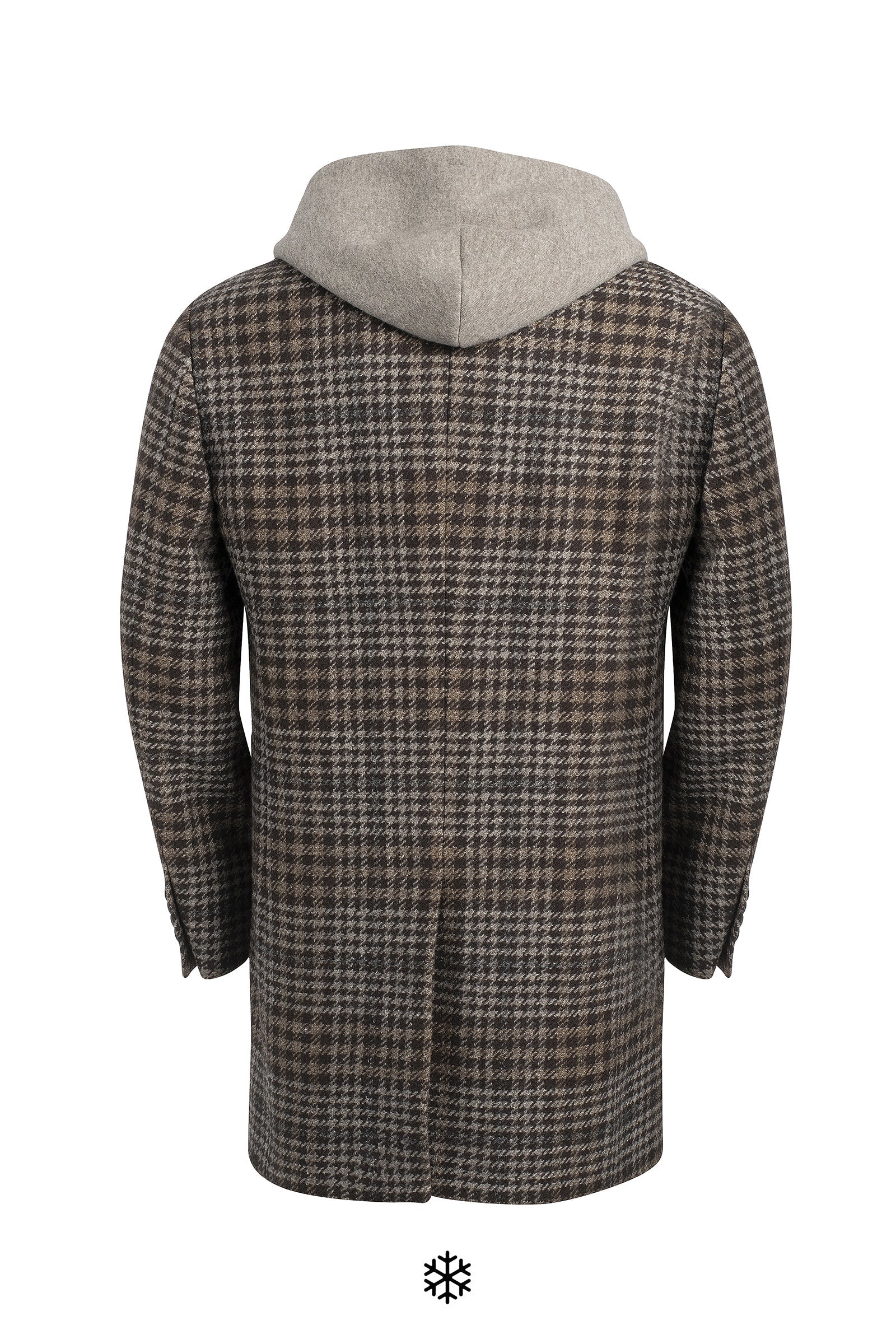 TRISTEN TAUPE HOUNDSTOOTH WOOL TOPCOAT